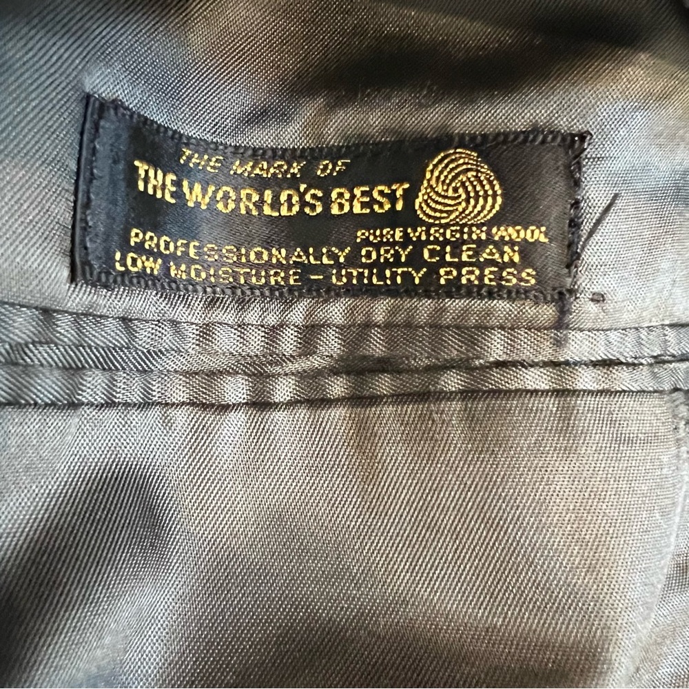 Vintage Herringbone Blazer 100% Wool Black Hart Schaffner Marx - Picture 10 of 12
